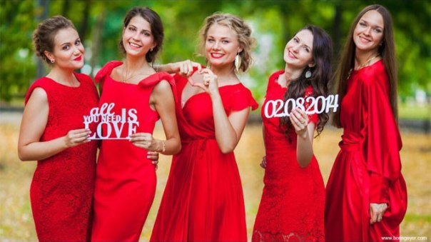 red bridesmaid dresses of lace satin chiffon